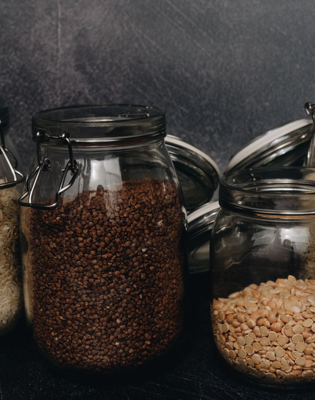 Four jars on the counter
