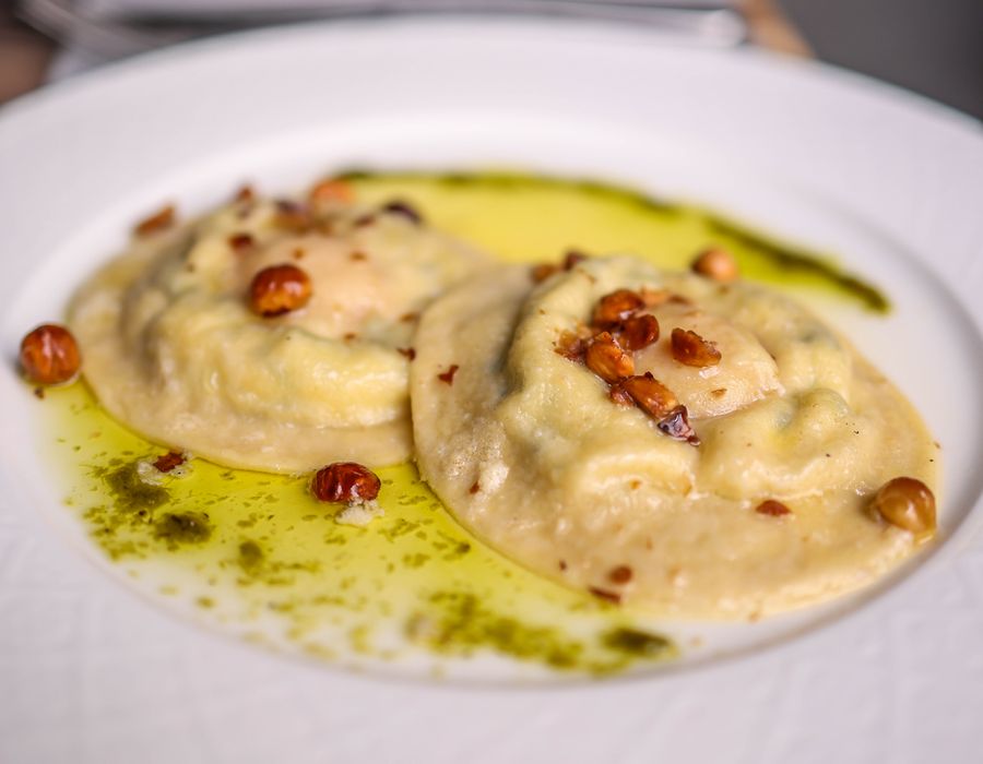 Hand-rolled ravioli, brown butter and hazelnut