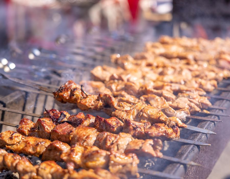 Kebabs over open coals