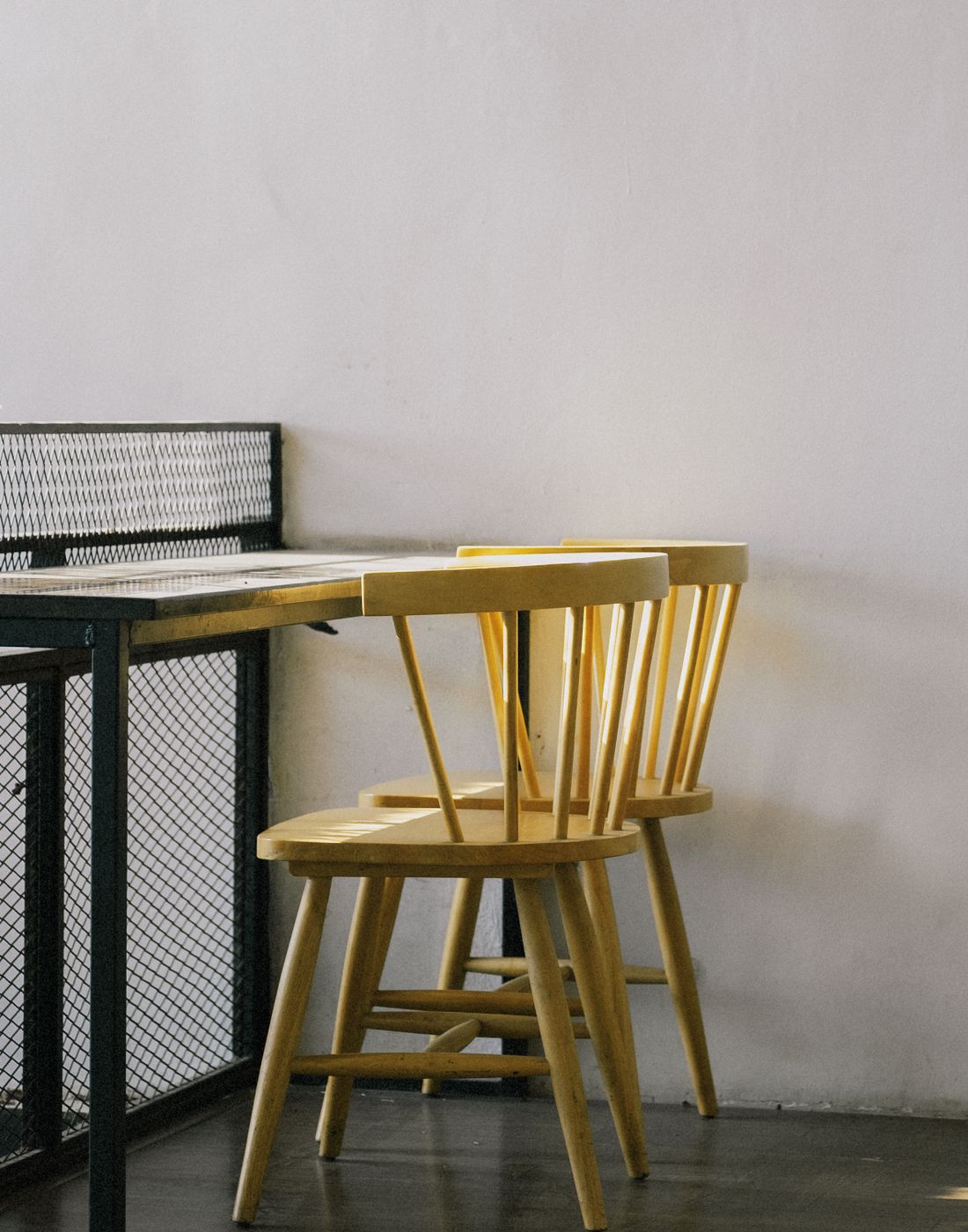 Two chairs, ash and linen