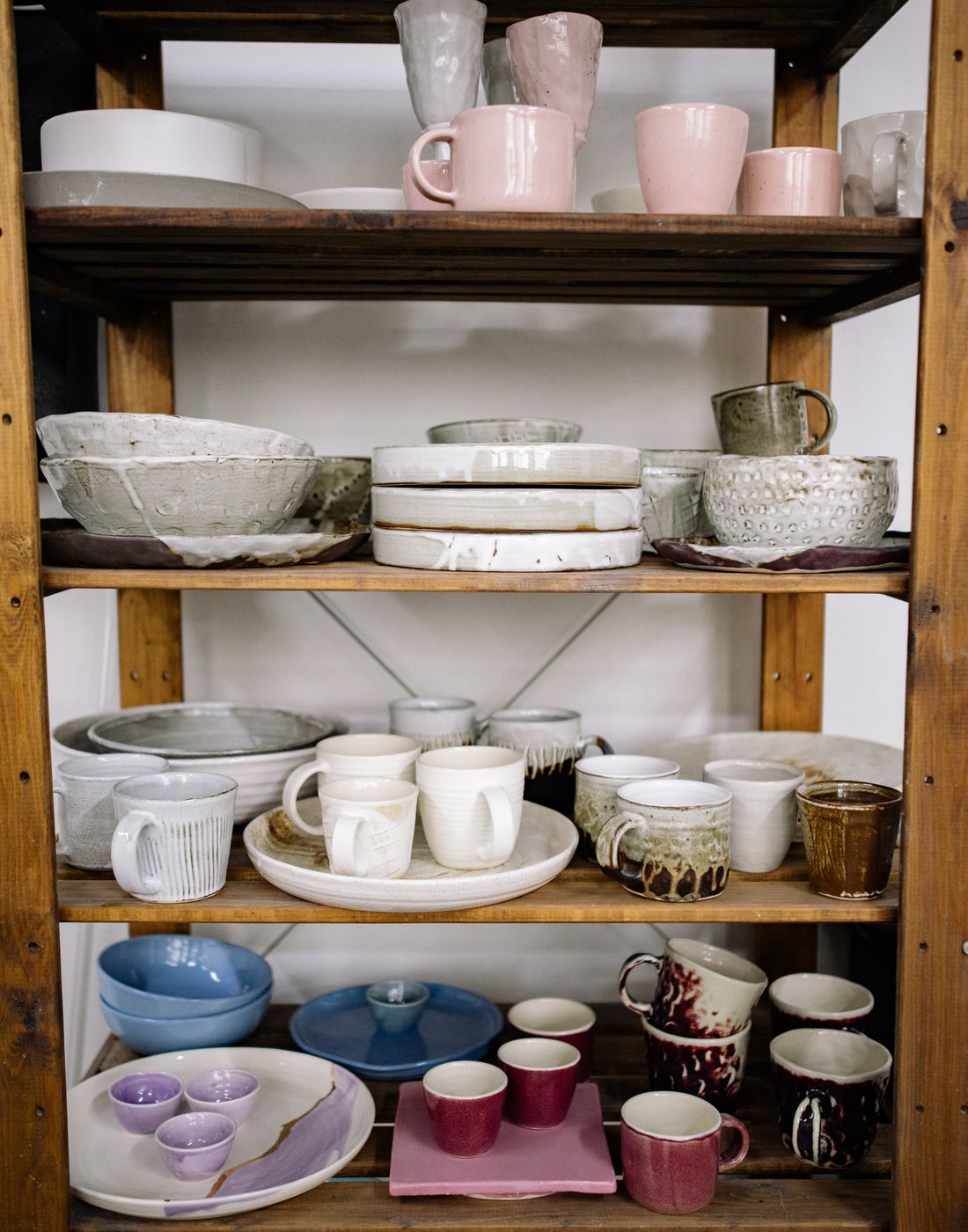 Cups and bowls on the workshop shelf