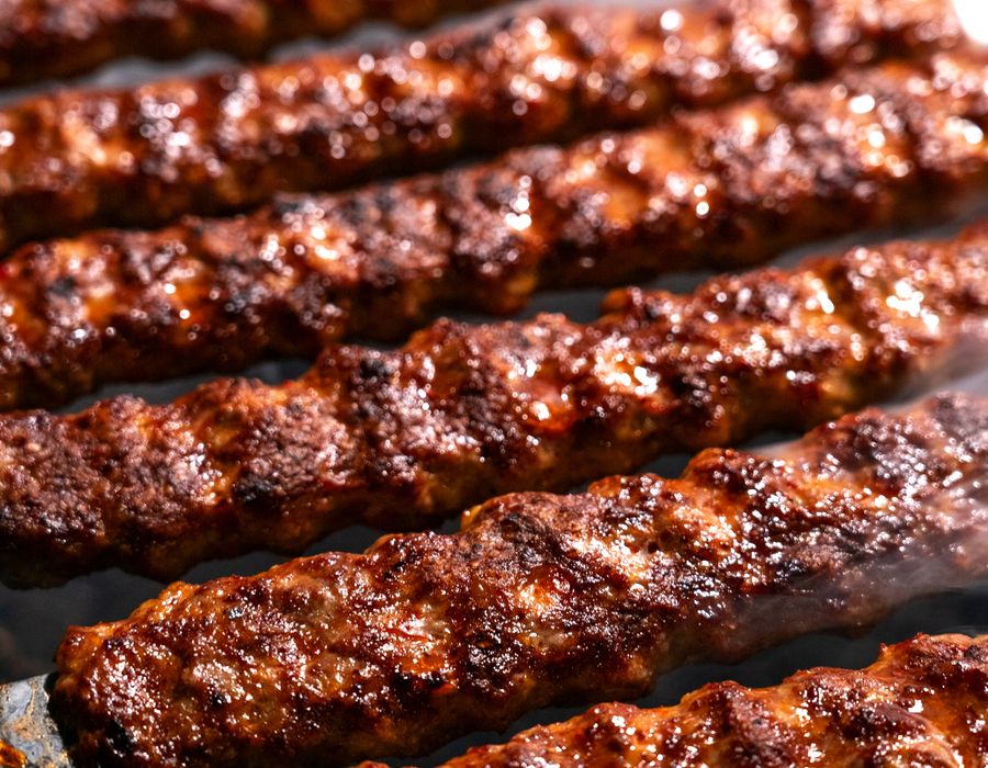 Lamb chops charring on the grill