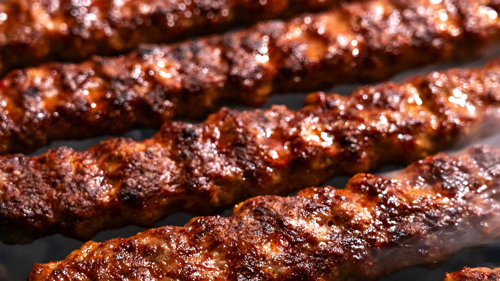 Lamb chops charring on the grill