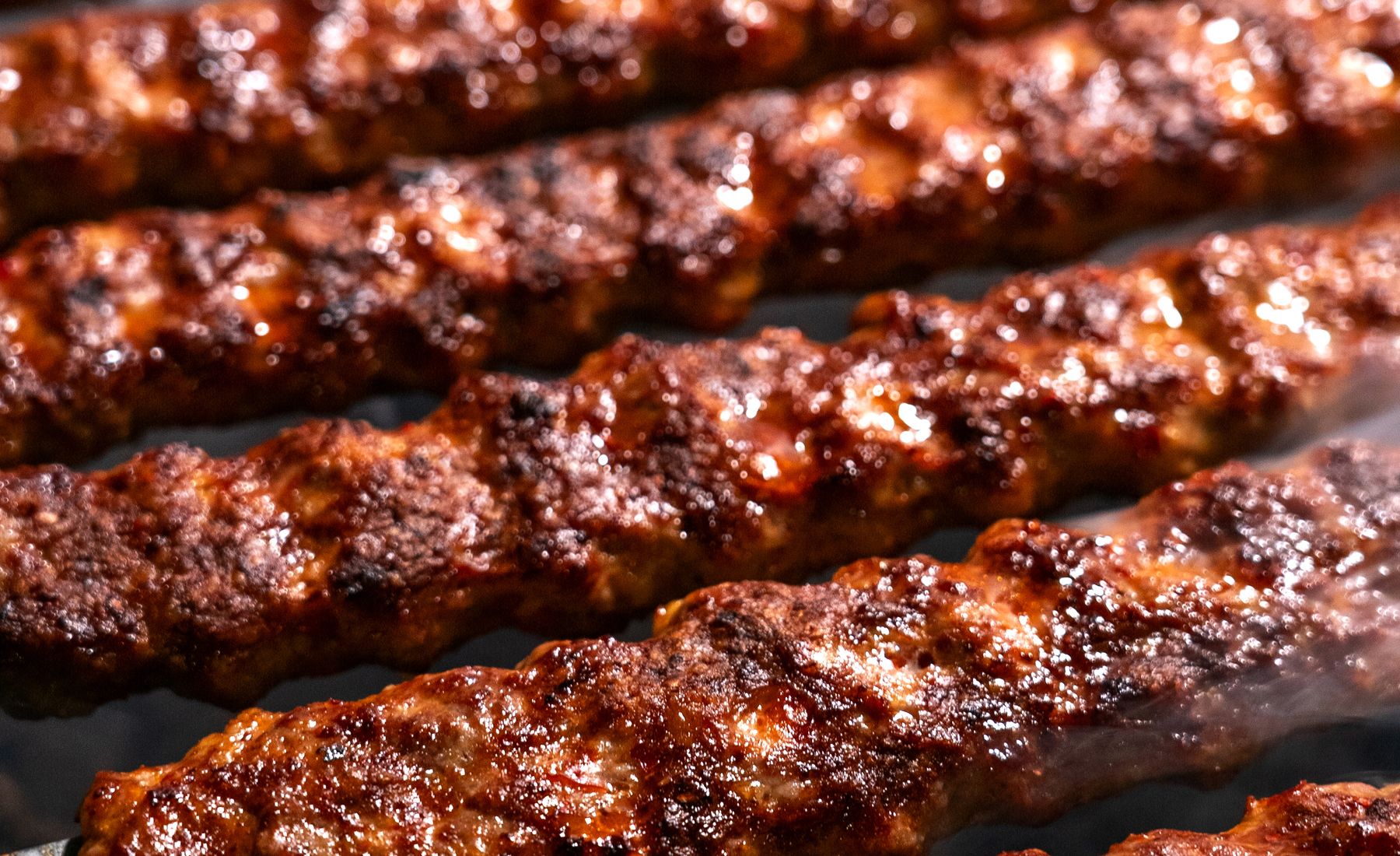Lamb chops charring on the grill